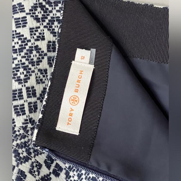 Tory Burch Marley Skirt Fit and Flare Mini Navy Blue and White Size 12 - Picture 4 of 8